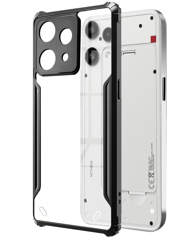 Image of NSTAR Shock Proof Clear Protective Back Case for Nothing Phone 3a Lite 5G | Acrylic Crystal Clear 360 Degree Protection- (PC & TPU, Black Bumper)