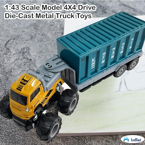 Image of FunBlast Container Truck Toy for Kids - Push & Go Friction Power Container Truck Toy for Kids, 1:43 Scale Model 4X4 Drive Die-Cast Metal Truck Toys for 3+ Year Old Boys & Girls (Style-A)