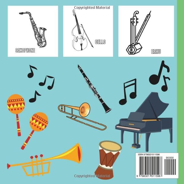 Musical Instruments Around the World: an A to Z Coloring Book: Educational coloring pages with musical instruments and alphabets for children ages 3-12 image 3