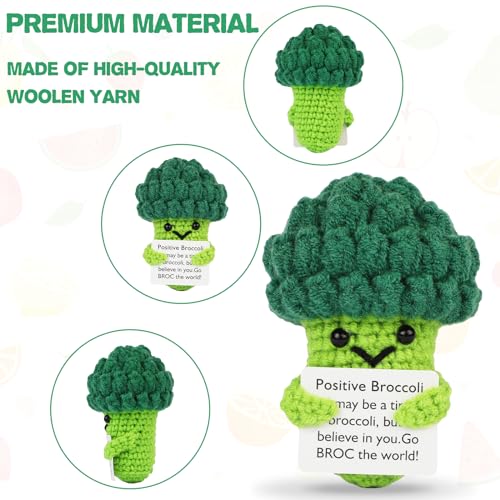 Image of Hoedia Handmade Emotional Pickle Gift, Cucumber Crochet Doll Inspirational Gifts with Cards, Cute Knitted Funny Support Pickle Potato Friend Birthday (Broccoli)