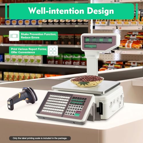 Báscula digital comercial con impresora y pantalla doble miniatura 6