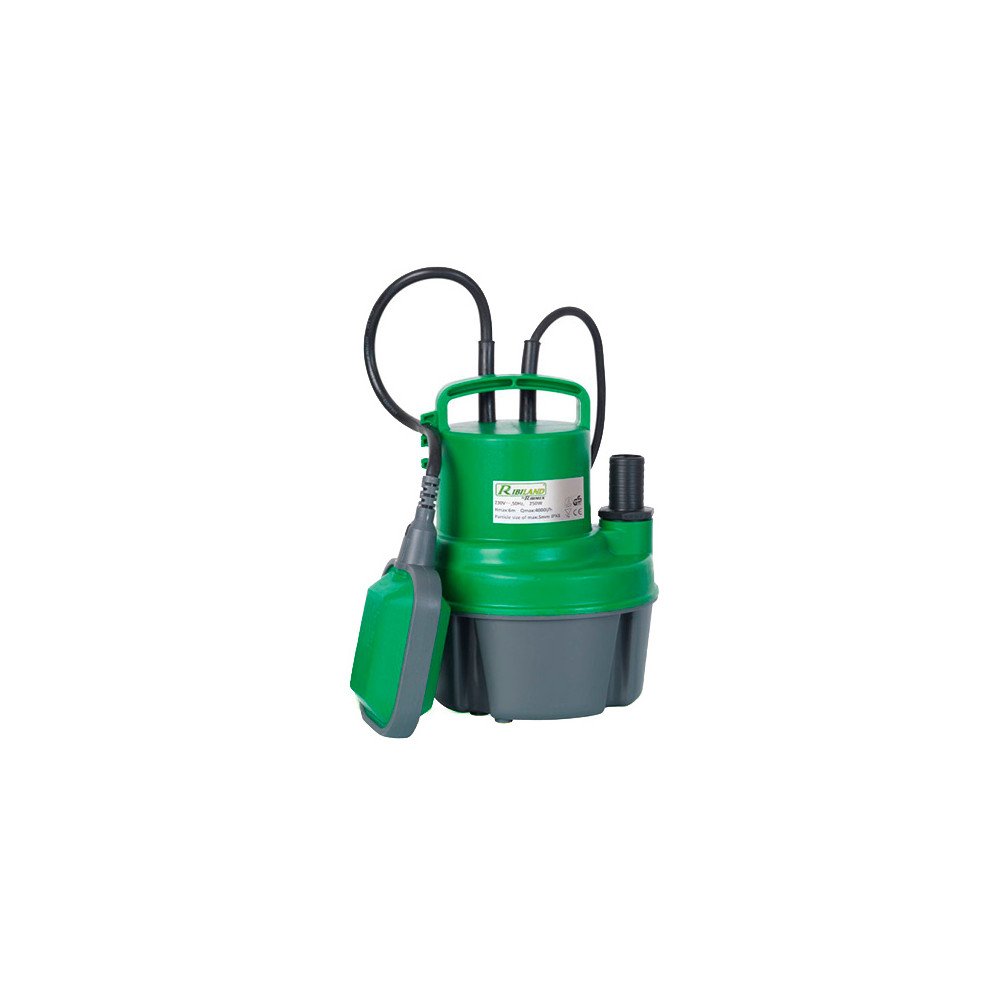 Ribimex Bomba sumergible para aguas claras con partículas de hasta 3 mm, potencia 250 W, caudal 4.600 l/h, profundidad máx. 5 m, altura 7 m, con interruptor de flotador automático – PRPVC249