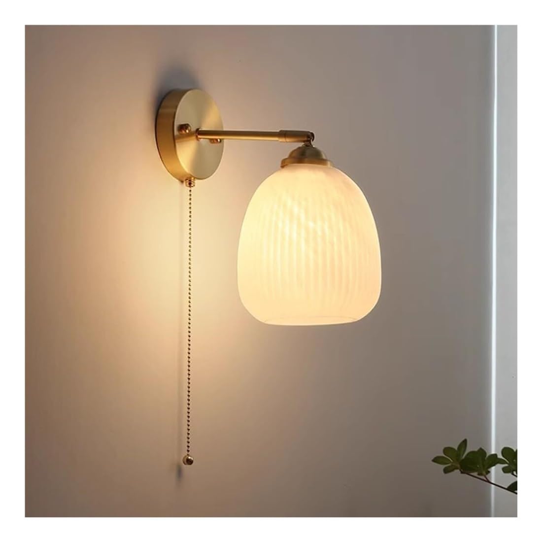 HPTHLY Mid Century Milk Glass Wall Sconce Fixtures Vintage Adjustable Arm Antique Brass Wall Light With Pull Cswitch Farmhoused Wall Mounted Lamp For Bedroo