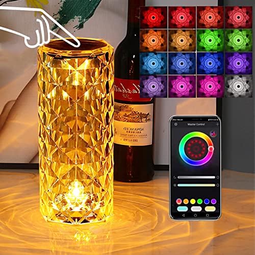 gevaabu Crystal Lamp LED Bedside Touch Lamp Colors Changing Light APP Control Lights, Night Lights Music Sync Rose Lamp Romantic Rose Lights for Living Room Kids Room, LED Lights for Bedroom