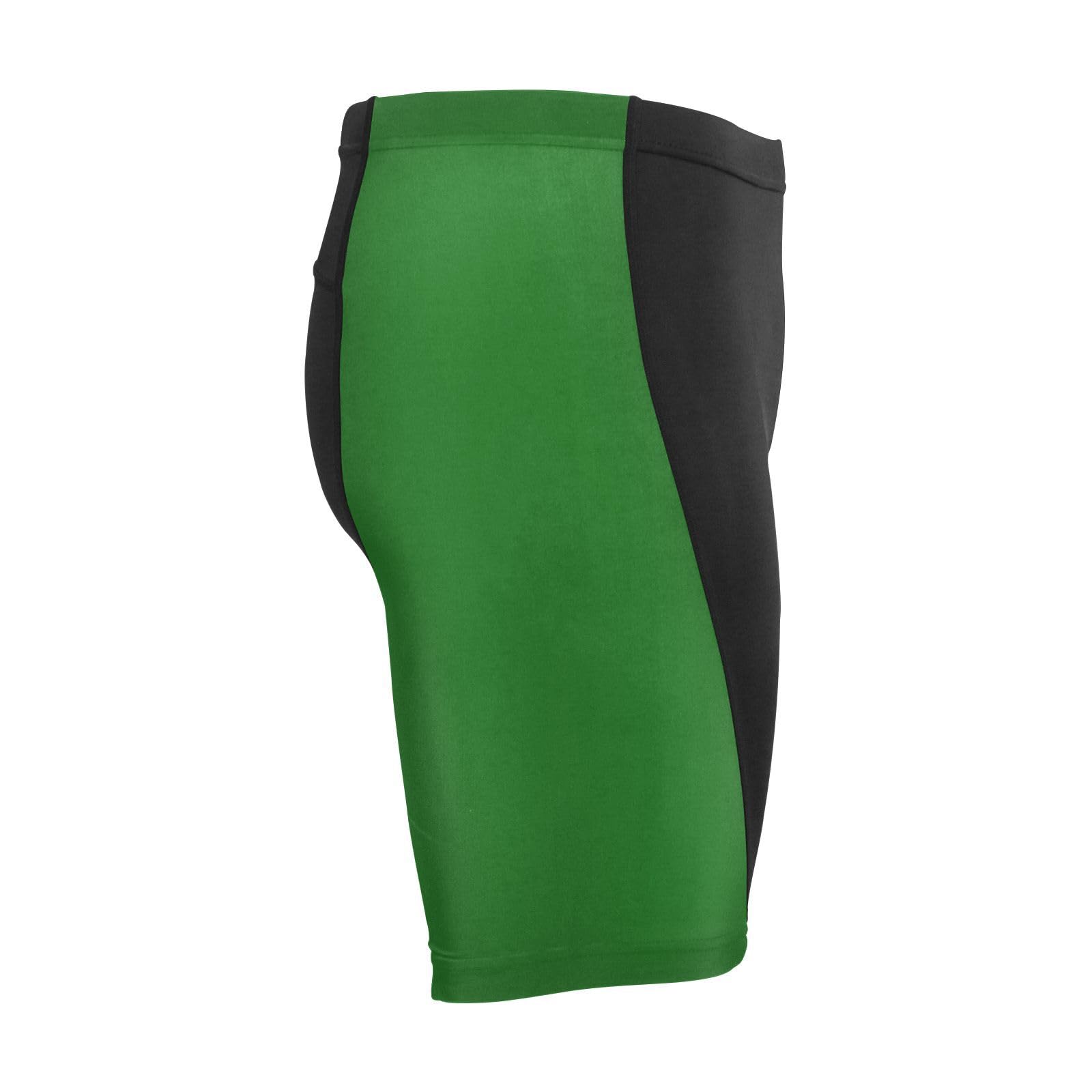 Compressed Shorts, Men's Polyester Running Shorts, Exercise and Sports Dark Green