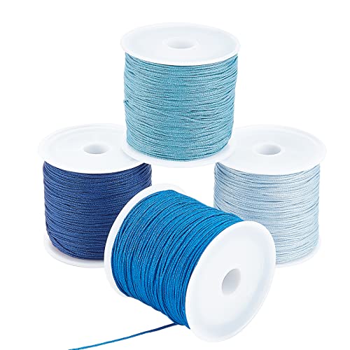 Ph Pandahall WH-NWIR-PH0001-91-US24 Blue Nylon Thread 0.8Mm Beading Cord Braided Nylon String Chinese Knotting Cord Macrame Thread For Friendship Bracelets Beach Surfer Crafting Christmas Tree Ornament cover