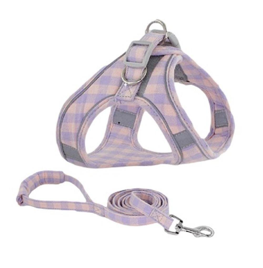Correa para Mascotas, Chaleco Violeta, Collar Ajustable para Cachorros y Gatos, Juego de Correa para pasear, arneses, Collar para Perros pequeños, Talla M (XXL)