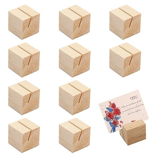 Auswalar 10 PCS Wood Place Card Holders,Wood Table Number Holders,Stands Picture Holder,for Home Wedding Party, Decoration