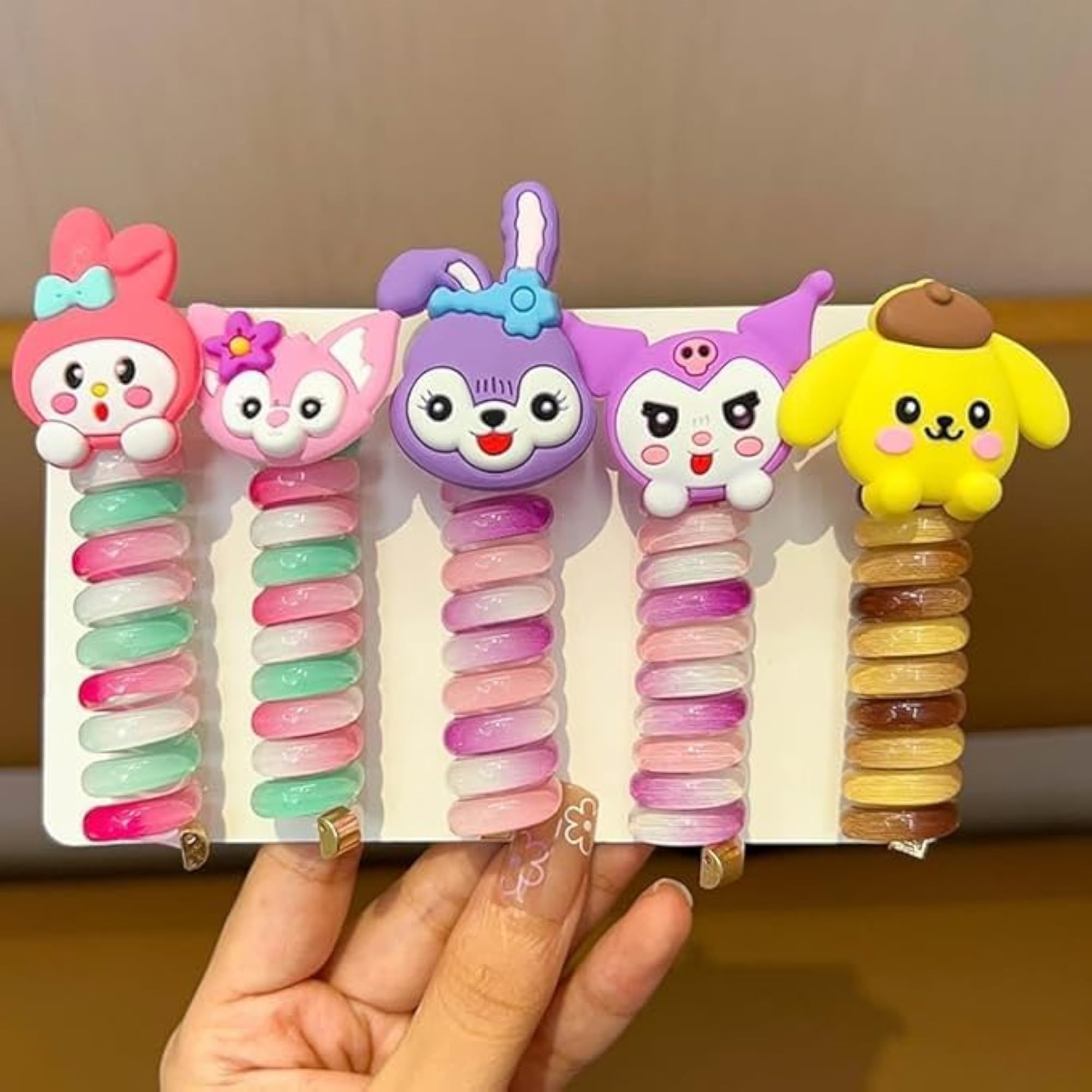 Cute Multicolor Telephone Wire Hair Bands for Girls, Bowknot Braided