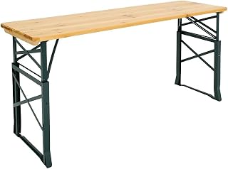 Warmiehomy Folding Camping Beer Table Adjustable Height,Wooden Garden Table Outdoor Picnic Dining Table Folding Garden furniture for Camping BBQ(L167 xW 50 x H75-105 cm)