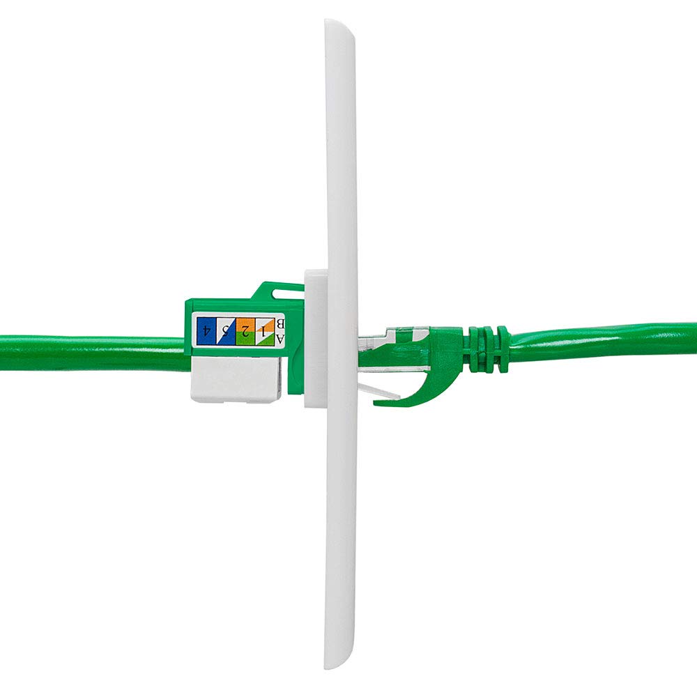 Cmple RJ45 Keystone Jack 90 stopni Cat6 Keystone Jack Insert Punch Down RJ45 Złącza żeńskie do płyt ściennych, paneli krosowych, kabli Ethernet - zielony