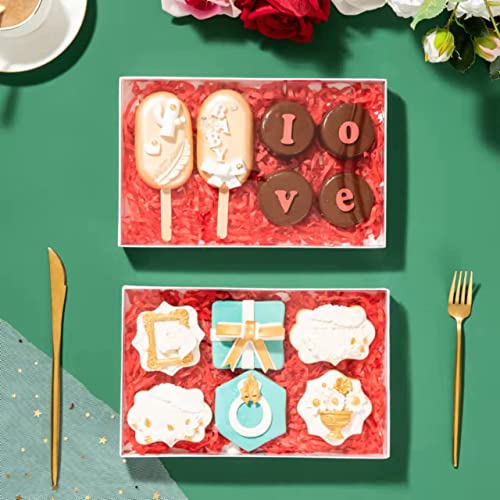 RomanticBaking 24 Pack 9 1/2" x 6" x 1 1/4" Clear White Cookie Boxes with Full Window,Bakery Cakesicle Boxes Macaron Boxes Chocolate Bomb Boxes Ore Boxes