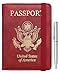 WALNEW RFID Passport Holder Cover Traveling Passport Case (E-Red)