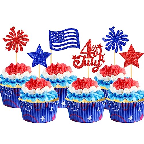 Décoration cupcake 4 juillet fête américaine lot 25 pics gâteaux indépendance