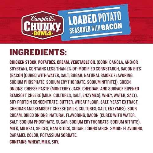 Image of Campbell's Chunky Soup, Loaded Potato Seasoned with Bacon, 15.25 oz Microwavable Bowl (Case of 8) (Pack of 3)