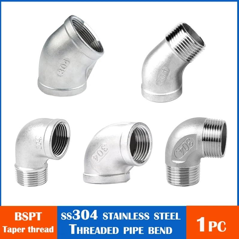 Codos BSP, Codo de 90 Grados en ángulo 3/8", 1/2" y 1/4" Acero Inoxidable SS304 Hembra(90 D Female Thread,1/2")