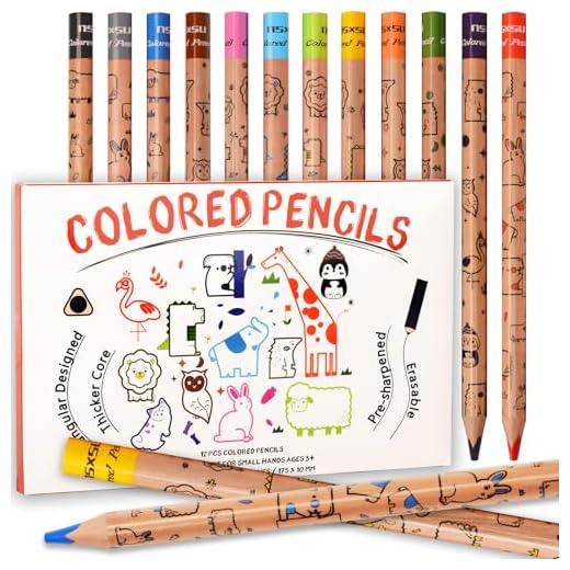 nsxsu Lápices de colores jumbo para niños, lápices de colores triangulares, juego de 12 lápices de colores gruesos para edades de 3 a 12 años de preescolar, rellenos de cesta de Pascua para niños,