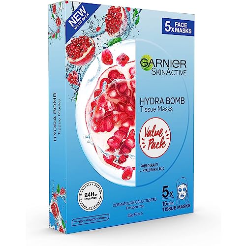 Garnier SkinActive Hydra Bomb Tissue Face Mask Pomegranate 5x Pack, 5 count