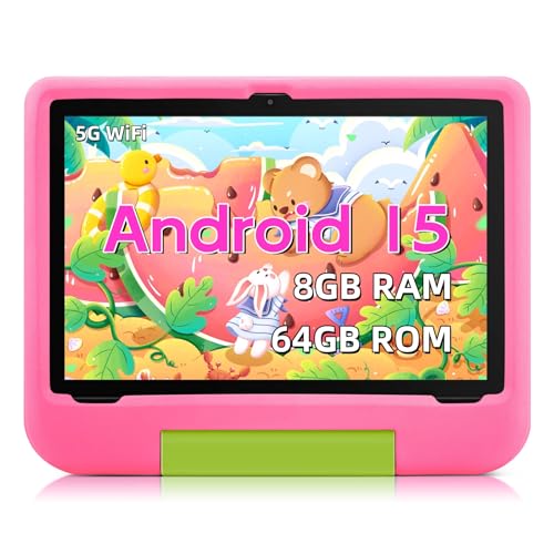 Image of Kids Tablet - 10.1 inch Android 15 Tablet for Kids with 8GB RAM 64GB Storage, WiFi 6, Octa-Core CPU, Parental Control, Pre-Installed Kids Apps, 5000mAh Battery, EVA Case - Tablets for Children Ages 3-15