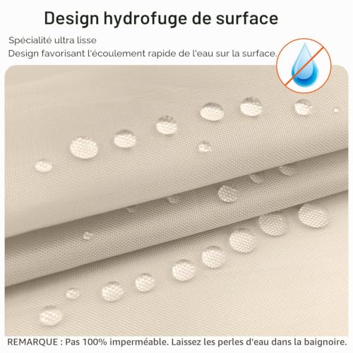 Rideau de douche imperméable beige pour éviter les projections sur le sol