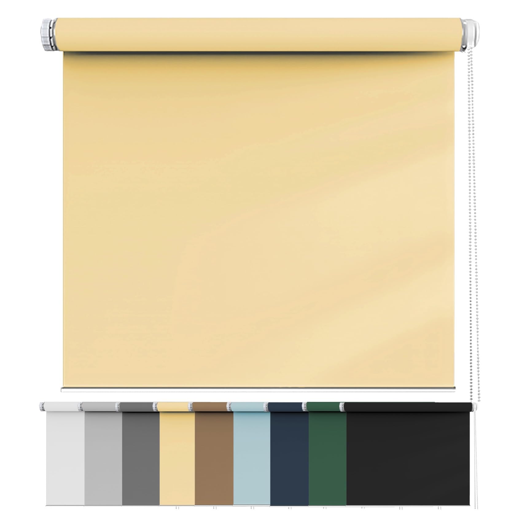 Blackout Blind 90 x 110 cm, Thermal Insulated,UV Protection Light Filtering Roller Blinds, with Install Accessories, for Window and Door, Beige — image 1