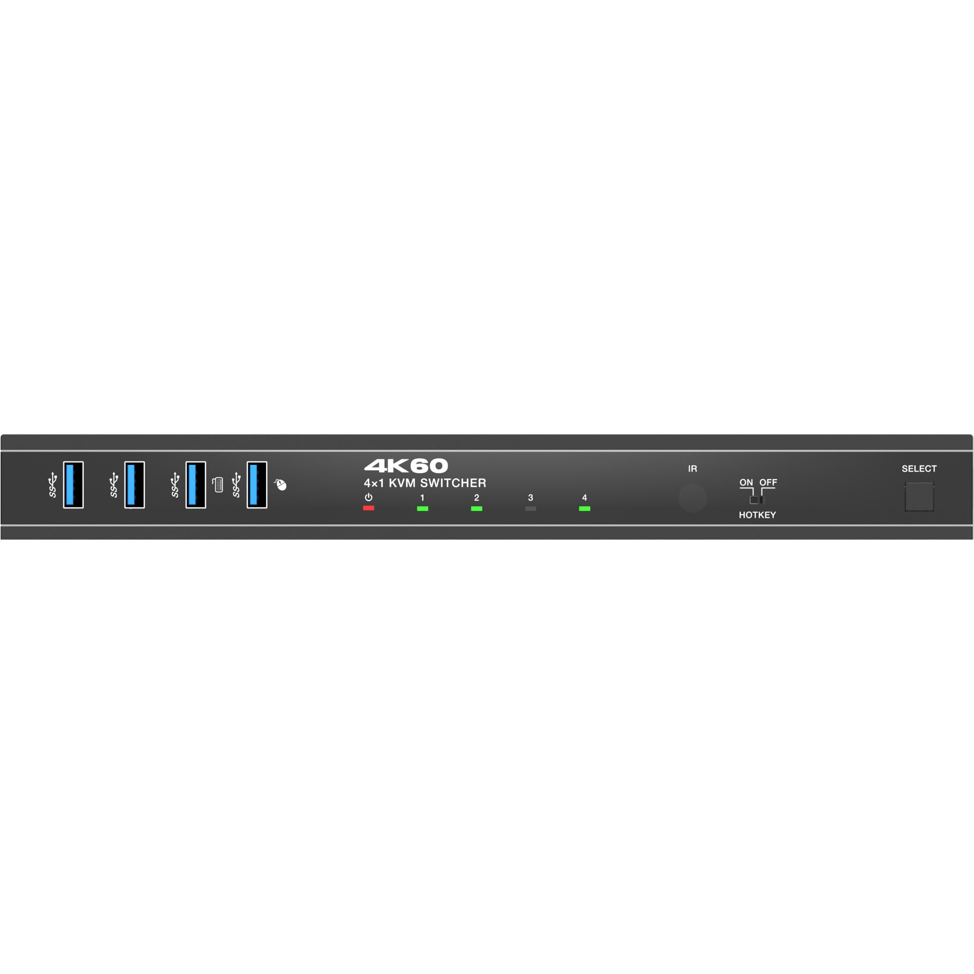 Inline DisplayPort KVM Switch 4 Porte 4K 60Hz DP 1.4a USB RS232 | 4 computer tramite una postazione di lavoro, 4K 60 Hz, USB KVM, hotkey, controllo IR e RS232, alloggiamento in metallo