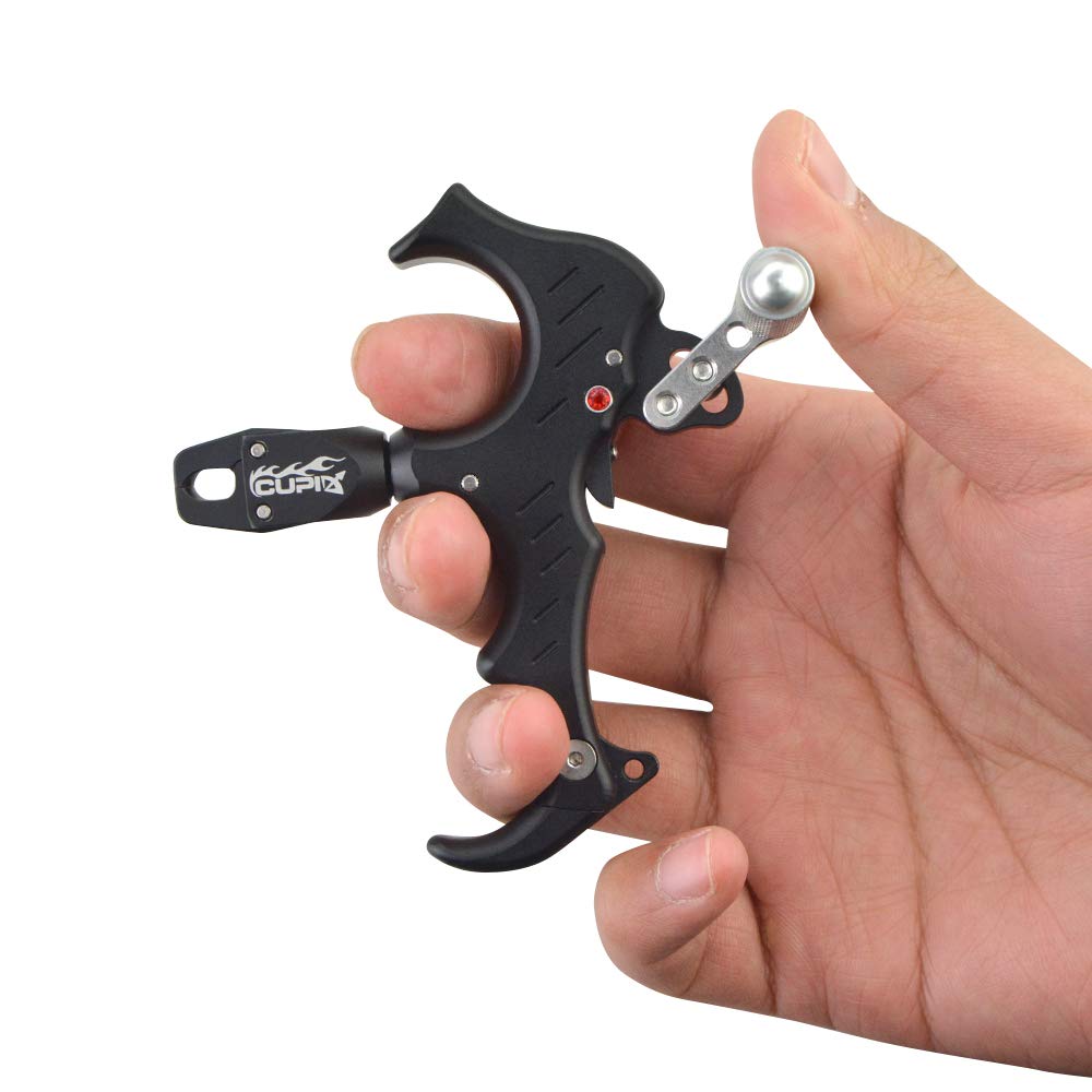 AMEYXGS Rotación de 360 ° Compuesto del Pulgar Liberación del Arco 3 o 4 Dedos Aleación de Aluminio Disparador del Pulgar Calibrador Ajustable Tiro con Arco Ayuda para la liberación