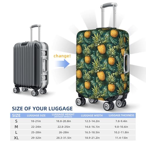 Luggage Cover Protector - Green Tropical Pineapple Print Fit 18-21 Inch Suitcase Covers for Luggage2