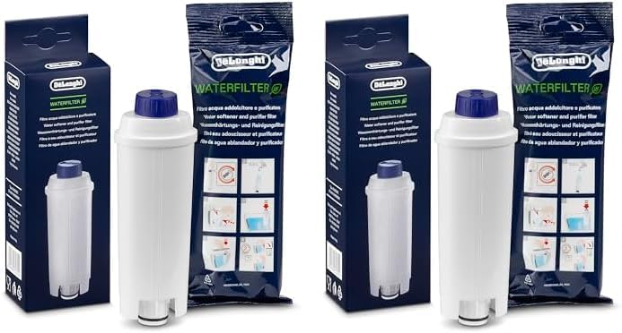 De'Longhi DLSC002 Cartouche Filtrante Eau Machine à Café Automatique – Lot de 2 Filtres Officiels Anti-Calcaire pour Arôme Café Authentique