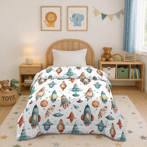 Image of MORADO Glace Cotton AC Comforter /Blanket /Quilt for Single Bed | Soft & Breathable Lightweight AC Quilt | Reversible All Season Bedding Comforter |Size 60x90 Inches,Rocket & Multi,Single