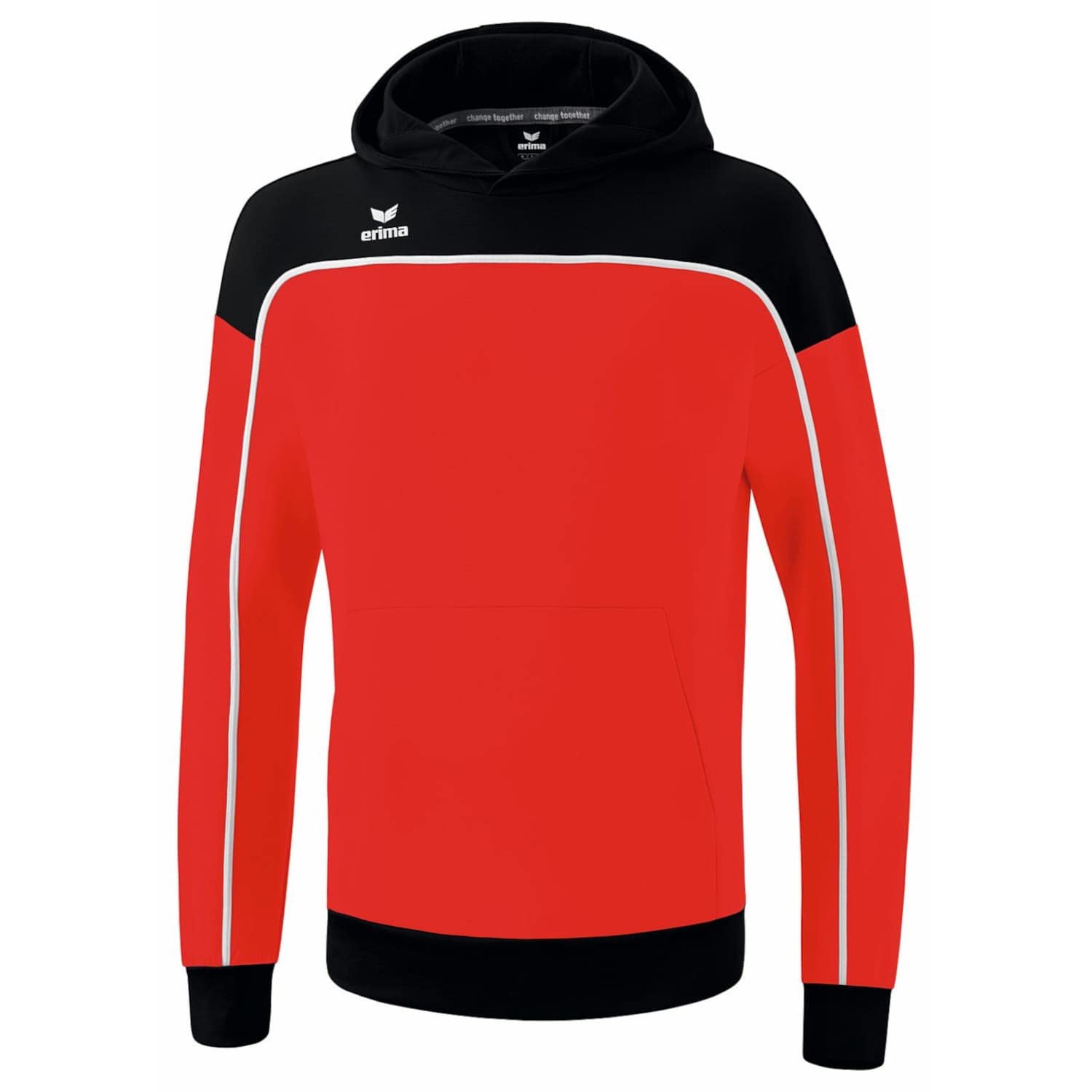 Erima Men's CHANGE hooded sweatshirt, Red/Black/White, XXL