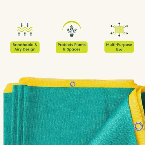 Image of Kyari Green Shade Net for Garden and Balcony 10x10 ft, 75% Sun Protection Net for Plants, Terrace, Outdoor Spaces, UV Resistant, Tearproof Green Net with Eyelets