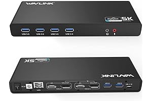 WAVLINK USB 3.0 and USB-C Dual 4K Display Laptop Docking Station