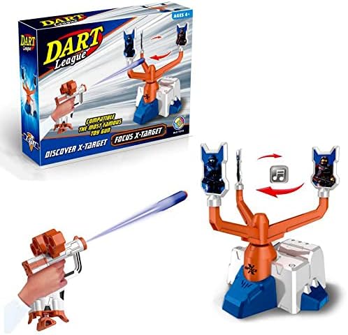 xwin sportseries Kids Shooting Dart Game Toys, Shooting Practice Target Game for Kids Blaster Gun with 26 Foam Dart Bullets and Rotating Spinning Target with Music, Children Training Shooting Game