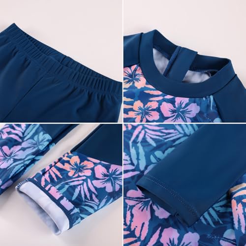 Image of GRACE KARIN Girls Long Sleeve Swimsuit Mermaid Bathing Suit Rash Guard Swimwear 4 Piece Size 5-12