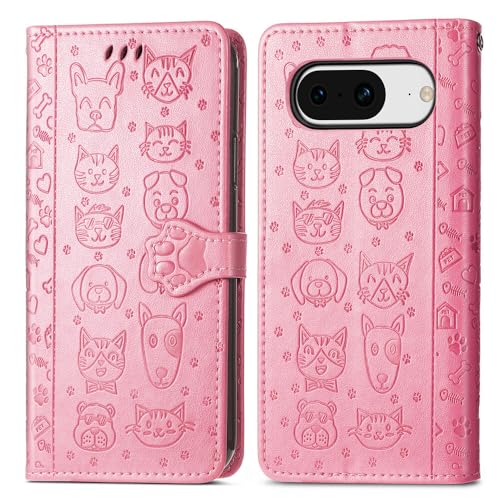 Étui compatible avec Google Pixel 9A rose housse cuir pochette téléphone