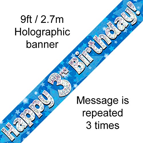 Signature Balloons 3rd Birthday Blue Holographic Banner