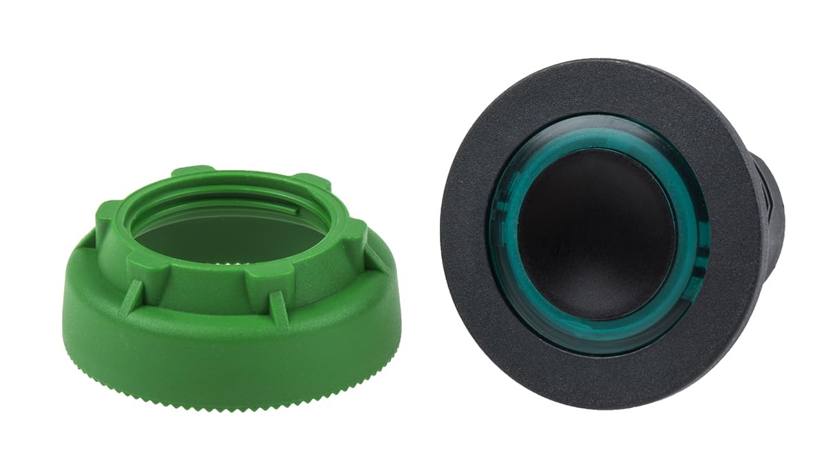 Cabeza pulsador flush verde con piloto LED para automatización industrial