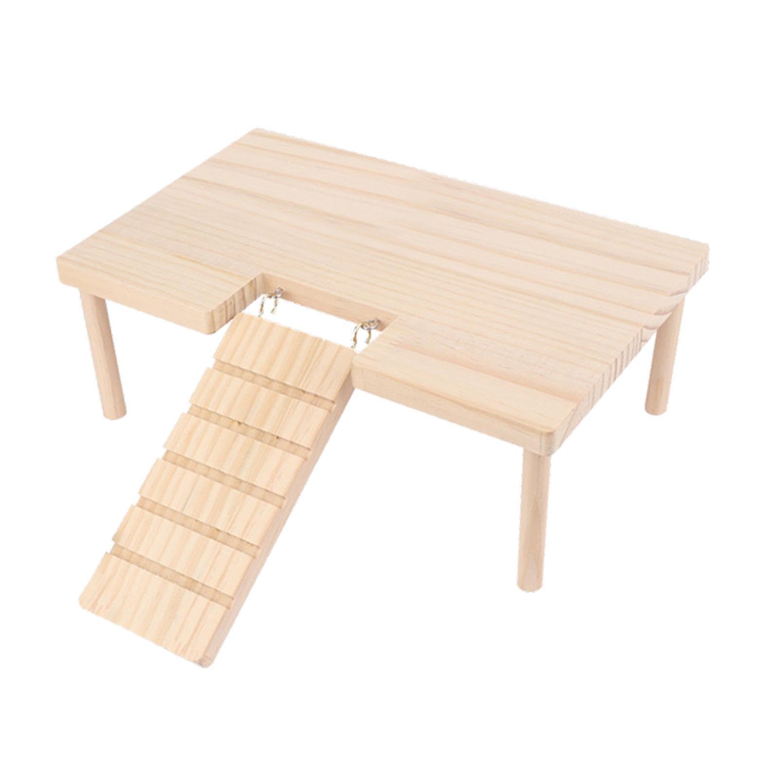 Plateforme en bois hamster avec escalier pour agrandir l'espace de jeu taille L