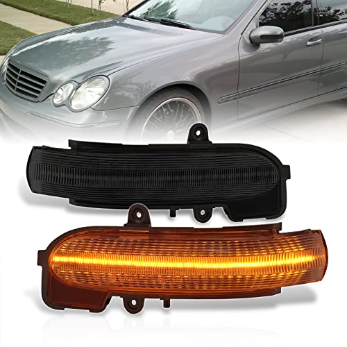 AJP Distributors Smoke Sequential LED Dynamic Side Mirror Signal Lights Blinker Lamps Compatible/Replacement For C-Class W203 C230 C240 C280 C320 C350 C32 C55 AMG 2001 2002 2003 2004 2005 2006 2007