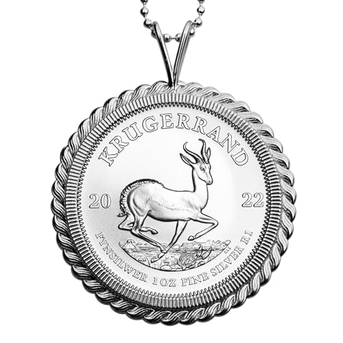 2022 South Africa 1 oz Silver Krugerrand BU Uncirculated Coin Solid 925 Sterling Silver Necklace NEW - Antelope