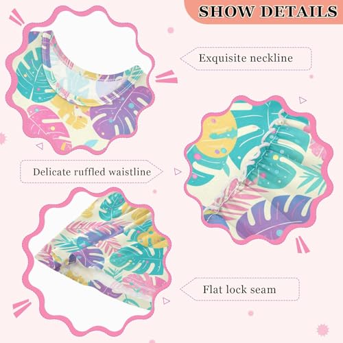 KLL Leaves Monstera Blots Girl Midi Dress Fashion Jumper Skirt Comfy Outfits Crew Neck3