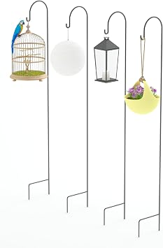 Metal Rod Multi-Purpose Garden and Camping Hook Plant Garden Hanger Lantern Flower Hook 4 Pieces