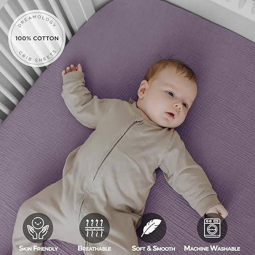 Image of Dreamology Muslin Crib Sheet for Baby Girl Boy 2 Pack,Standard Crib Sheet