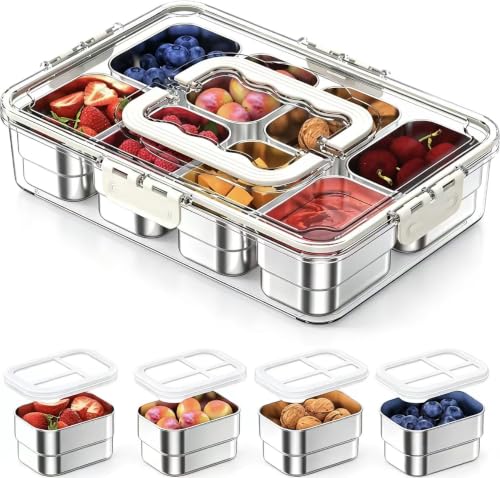 Image of OGEMXU Snackle Box Container, Stainless Steel Snackle Box with Silicone Lid