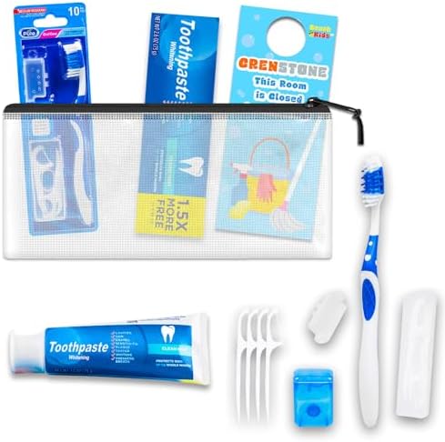 Oral Care Travel Kit for Adults - Bundle with Toothbrush, Floss, ...