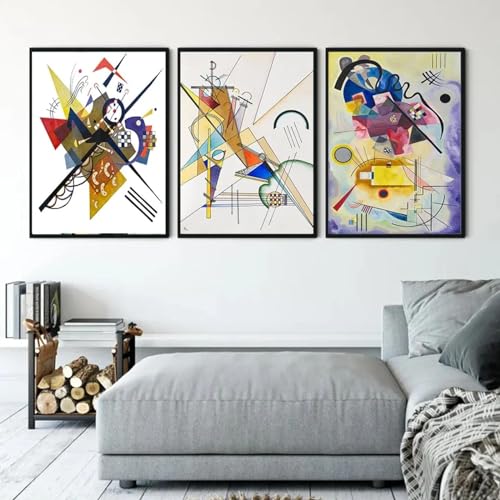 Toile Kandinsky géométrie abstraite affiche moderne pour grand mur vide