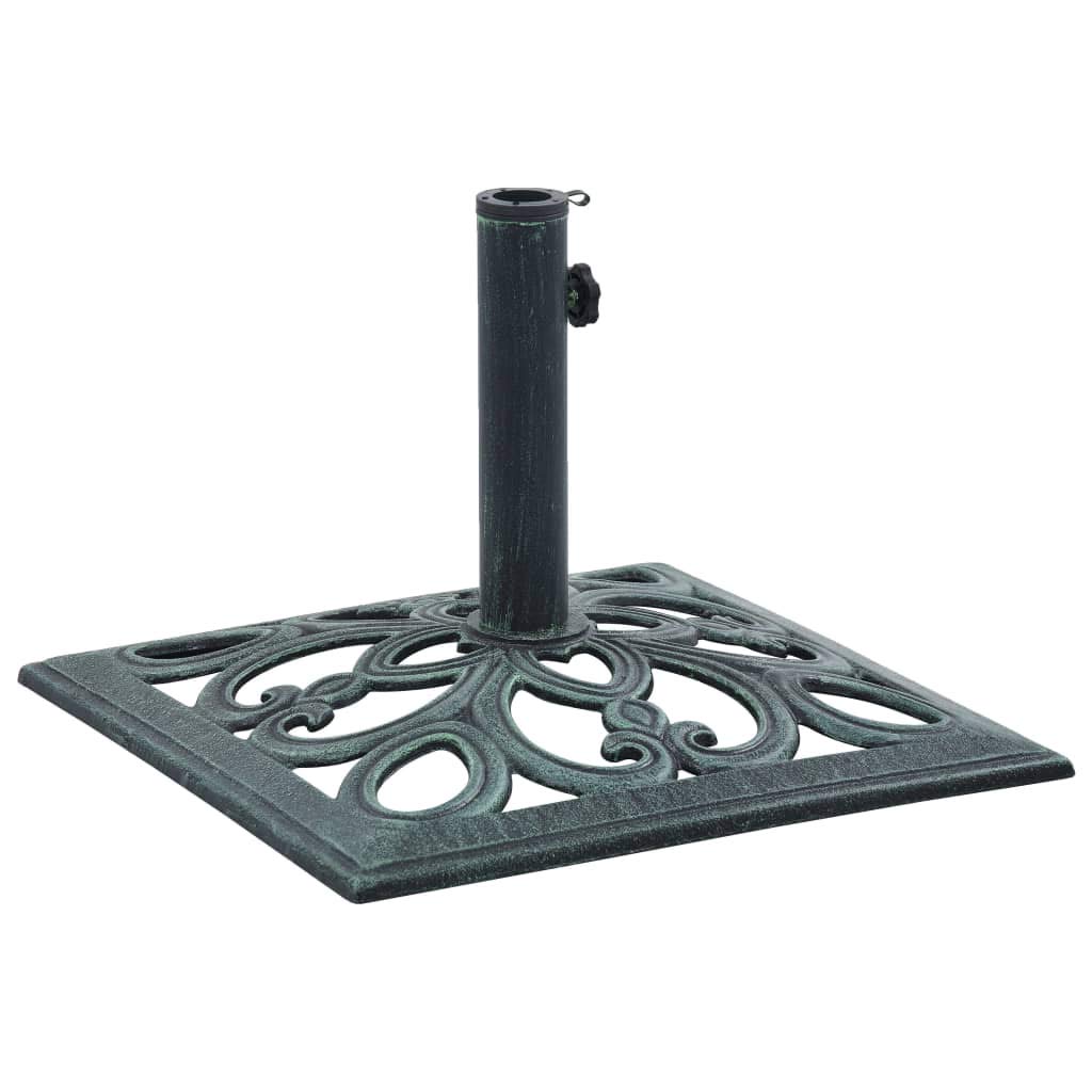 Socle de Parasol Vert 12 kg 49 cm Fonte,Pied De Parasol,Pied De Parasol Lourd,Pied De Parasol sur roulettes