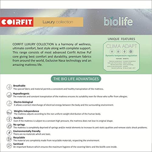 Image of Coir FIT Biolife 10-inch Single Size Memory Foam Mattress (Blue, 72x30x10)