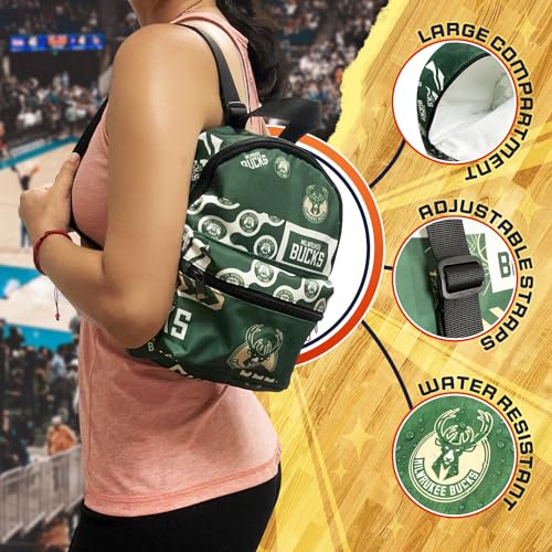 Pro Specialties Group Milwaukee Bucks Mini Backpack adult bag, perfect for women. Ideal small backpack Waterproof, and trendy2